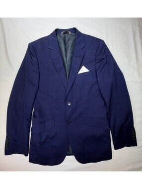 Lineage Men's Suit Jacket Single Breasted Solid Notch Lapel Size 36R Blue